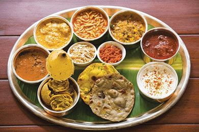 A traditional Rajasthani Thali served at the resort