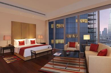 Tasteful setup of the Luxury Suite’s living room