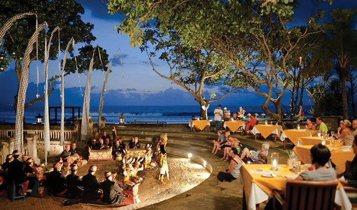 Dining at the Amphitheatre at The Oberoi Beach Resort Bali