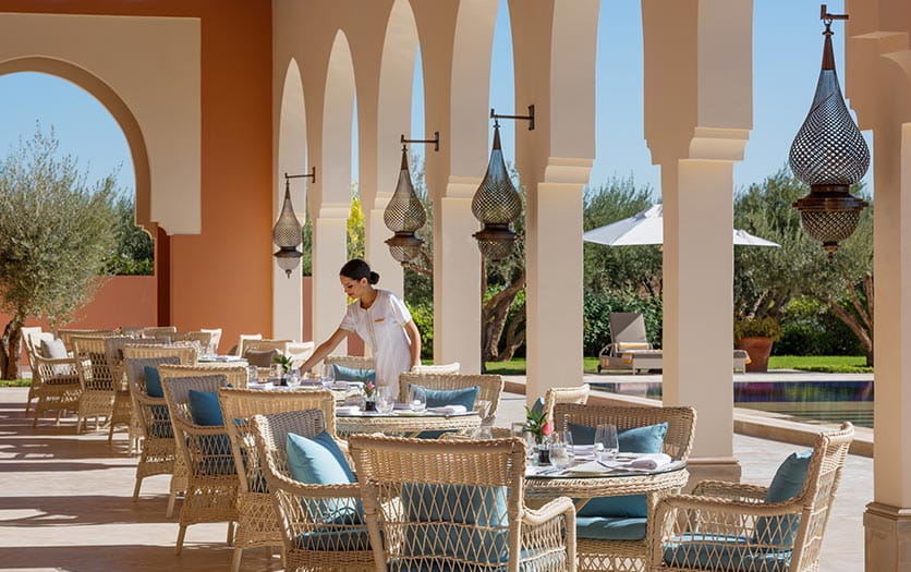 Azur 5 Star Fine Dining Open Terrace Restaurant in Marrakech The Oberoi Marrakech 