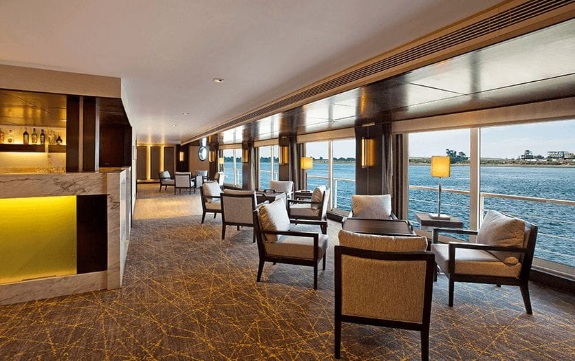 The Bar and Cigar Lounge at 5 Star Cruise The Oberoi Philae Luxury Nile Cruiser