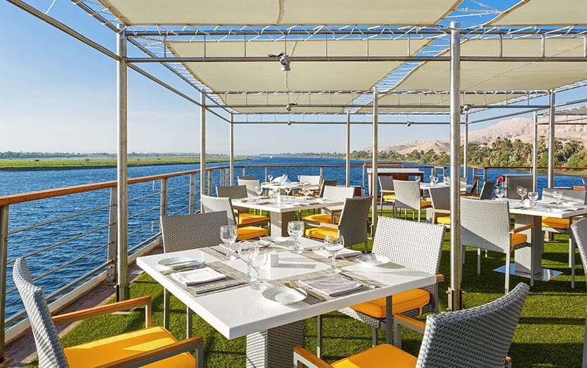 Poolside Restaurant at 5 Star Cruise The Oberoi Philae Luxury Nile Cruiser