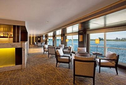 The Bar and Cigar Lounge at 5 Star Cruise The Oberoi Philae Luxury Nile Cruiser