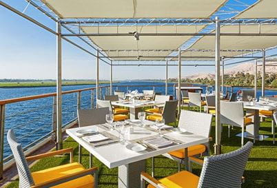 Poolside Restaurant at 5 Star Cruise The Oberoi Philae Luxury Nile Cruiser