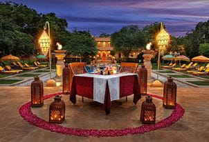 Poolside Dinner at The 5 Star Resort, The Oberoi Rajvilas Jaipur