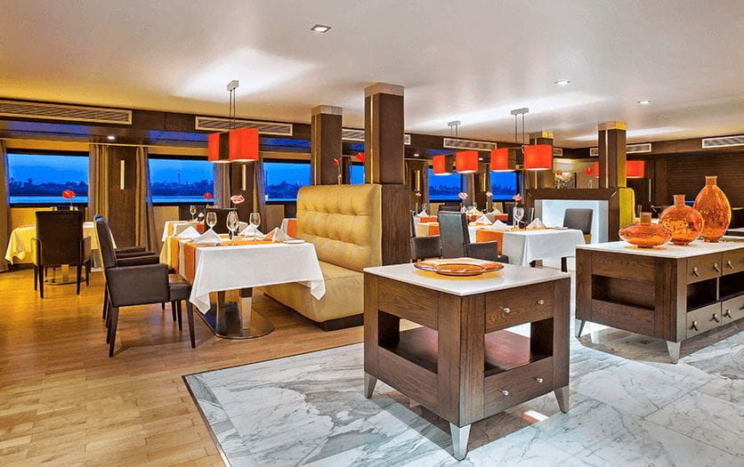 The Restaurant Fine Dining International Cuisine Restaurant at The Oberoi Zahra Luxury Nile Cruiser